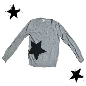 Mossimo Gray Star Printed Pullover Sweater 100% Cotton